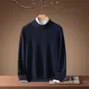 Suéter de cachemira 100% de lujo ligero para hombre, de otoño e invierno, tejido de punto tipo jersey de cuello medio alto, suave, cálido y suéter interior engrosado