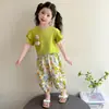 Traje de Niña Verano 2026 Nuevo Súper Popular Infantil Elegante Mangas Volantes Pantalones Repelentes de Mosquitos Ropa de Verano para Bebé Niña Conjunto Delgado de Dos Piezas