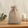 Bolsa de Armazenamento Simples Retrô de Linho com Cordão, Multi-Cor e Multi-Tamanho, Bolsa com Cordão, Bolsa para Embalagem de Grãos de Café, à Prova de Vazamento