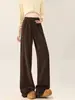 Pantalones de pierna ancha estrechos para mujer 2026 Nuevo Otoño/Invierno Sueltos con caída Pierna recta Pantalones de chándal para Petite Casual Más terciopelo