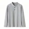 Sudadera Estructurada de Algodón con Cuello Henry Estilo Old Money para Hombre, Nuevo Modelo de Otoño, Corte Holgado, Versátil, Manga Larga