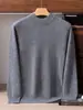 Suéter de Cashmere 100% Puro de Luxo para Homens, Fio Floral, Gola Semi-Alta, Casual de Negócios, Tricô de Caimento Solto, Camisa de Base