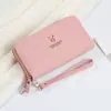 Nuevo bolso de mano para mujer con estampado de lichi, billetera grande para mujer, bolso para teléfono con estampado de ciervo, billetera con cremallera para mujer con múltiples ranuras para tarjetas