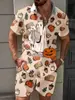 Novo Conjunto de Camisa de Manga Curta e Shorts Masculino com Estampa Engraçada de Halloween para o Verão - Venda Cruzada da Amazon