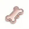 Pendente de Osso de Aço Inoxidável Europeu e Americano, Personalizável com Gravação, Placa de Identificação com Strass, Acessórios para Pets, Atacado em Estoque, Transfronteiriço