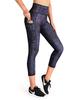 Pantalones de yoga de cintura alta con bolsillo y estampado digital de moda europea y americana, leggings de entrenamiento para correr
