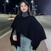 Chal de Punto Calado de Malla 100% Lana Pura para Mujer 2024 Nuevo Otoño e Invierno Capa Abrigo Bufanda