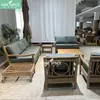 Sofá de Teca para Exteriores Transfronterizo, Silla de Madera Maciza Retro para Patio Estilo Vintage, Casa de Huéspedes, Hotel, Terraza, Impermeable y Anticorrosión, Muebles
