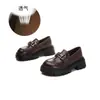 Mocasines de piel de oveja con suela de espuma para mujer, nuevos zapatos de moda slip-on de suela gruesa para otoño 2026 para mujer