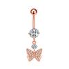 Nuevo anillo para ombligo de tortuga mariposa corazón con incrustaciones de circonita y cobre, clavo para ombligo perforado, joyería para piercing, comercio exterior, comercio electrónico, venta al por mayor