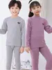 Conjunto de ropa interior térmica de otoño para niños con cuello medio, conjunto de ropa interior térmica para niñas, pijamas para niños, camisetas interiores para niños pequeñas y medianas para estudiantes