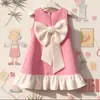Novo Vestido Princesa de Cor Sólida Sem Mangas de Verão Europeu e Americano da Amazon com Laço Grande e Renda, Fofo e Doce, Popular para Meninas