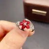 Anillo de Gemas Naturales Rojas y Azules Transfronterizo de Amazon Plata S925 Piedra Principal 3*4 Joyería de Lujo Venta Directa de Fábrica