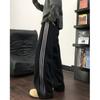 Pantalones Pesados Americanos Retro de Tres Barras para Hombre con Forro Polar Engrosado Pantalones de Uniforme Escolar Holgados de Pierna Recta Deportivos de Pierna Ancha