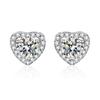 Pendientes de Diamante Simulados para Transmisión en Vivo para Mujer Ins Corazón Aguja de Plata de Ley S925 Microincrustados Seis Garras Diamantes de Alto Carbono Pendientes