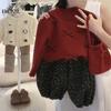 Suéter de niña Ningli, primavera y otoño, nuevo jersey de punto con nudo rojo para bebé, ropa de moda para niños, tendencia linda