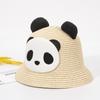Sombrero de Paja de Panda para Niños Dibujo Animado de Panda Sombrero de Paja Tejido Transpirable Plegable Sombrero de Paja Solar de Verano para Niños