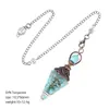 Pêndulo de Cristal Transfronteiriço com Pedra Triturada e Resina, Cor Cobre Vermelho Antigo, Cone Hexagonal de Ponta Única, Acessório de Yoga Meditação, Pêndulo de Frequência Ajustável