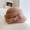 Chapéu equestre elegante estilo Chanel sujo com laço para crianças outono e inverno chapéu de feltro de lã australiana chapéu de menina doce boné