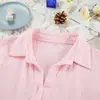 Moda europea y americana de otoño, ropa de casa holgada y agradable para la piel, para mujer, ropa interior de algodón, camiseta, pantalones cortos, pijama de tres piezas, transfronterizo