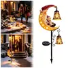 Luz de jardín para exteriores con energía solar de arte de hierro, luna, muñeco de nieve, LED, colgante, lámpara de muñeco de nieve de metal, producto nuevo transfronterizo