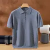 Suéter de lana para hombre de otoño e invierno con cuello polo, manga larga, corte holgado, capa base de punto y top de cachemira