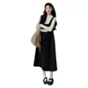 Otoño/Invierno 2026 Estilo Casual Perezoso Coreano Chaleco de Lana Engrosado Vestido de Maternidad + Suéter Superior Conjunto de Maternidad