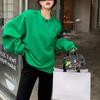Suéter Verde Feminino Estiloso Redutor de Idade Top Estilo Japonês Estilo Preguiçoso Pulôver Solto Casaco Simples na Moda Top Básico