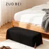 Banco de Descanso Moderno Sencillo con Diseño de Patas de Madera Maciza, Banco al Pie de la Cama para Dormitorio, Banco para Cambiarse los Zapatos en la Sala de Estar, Banco Largo de Tela de Lujo Ligero