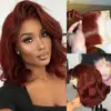 Venta caliente transfronteriza peluca de encaje frontal ondulada cobertura completa de la cabeza 13*4 encaje moda venta caliente peluca rojo marrón