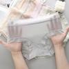 Roupa íntima feminina ultrafina de verão, cintura média, sem costura, borda de renda, algodão, virilha antibacteriana, secagem rápida, respirável, nova máscara, calças