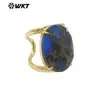 WT-R524 Multicolor Opcional Piedra Preciosa Ovalada Cobre Turquesa Anillo Abierto para Hombres y Mujeres Joyería Portátil para Fiesta