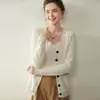 26 Cárdigan de Cachemir con Cuello en V para Mujer Nuevo de Otoño e Invierno, Chaqueta de Punto de Cachemir, Top Versátil, Suéter, Suéter de Punto