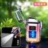 TH-618 concha transparente à prova d'água pulso eletrônico display digital isqueiro lanterna iluminação arco de carregamento isqueiro