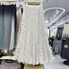 Nueva Falda de Lunares para Mujer, Falda Larga de Línea A de Cintura Alta con Dobladillo Ancho, Falda Plisada de Cola de Pescado de Lunares