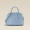 Bolso de Mano de Cuero de Grano Superior con Patrón de Cocodrilo en Forma de Concha, Bolso de Cuero Genuino para Mujer de Gran Capacidad para Viajes Diarios, Bolso de Hombro Cruzado Tipo Bowling