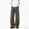 Pantalones Cargo de Algodón Puro Pesado Americanos con Múltiples Bolsillos para Hombre, Temporada de Primavera y Otoño, Casual, Holgados, Tallas Grandes, Versátiles, Pierna Recta