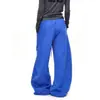 Novas calças de moletom largas estilo retrô americano azul lavado para homens e mulheres, corte solto, com caimento fluido, com strass, calças casuais de comprimento total para dança de rua