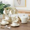 Xícara de Cerâmica Estilo Europeu com Borda Dourada, Conjunto de Xícara de Café e Pires Estilo Inglês em Porcelana Óssea, Copo de Água e Pires para Hotel, Presente de Feriado, Uso Doméstico