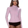 Chamarra de Yoga Rosa con Cuello Alto y Cierre, Ajustada, Manga Larga, Adelgazante, Ropa Deportiva Fitness, Top de Entrenamiento para Correr para Mujer