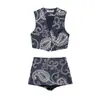 Ropa de Mujer Transfronteriza 2026 Estilo Europeo y Americano Moda Chaleco Bordado de Cuello en V Ajustado + Conjunto de Shorts para Mujer A37313/4