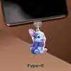 Elegante e Fofo Coelho Popular Transfronteiriço Acrílico Plug de Poeira para Celular Tipo Pingente Type-C