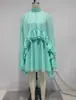 Vestido de pastel con volantes estilo europeo y americano transfronterizo, vestido de vacaciones de otoño de gasa suelta y fluida, artículo de alta venta en stock