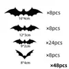Adesivos de Morcego de Halloween 12 Peças em um Pacote Adesivos de Parede de Morcego Preto 3D Suprimentos para Decoração de Festa Atacado Transfronteiriço