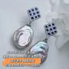 Aretes de Perla, Lujo Accesible y de Gama Alta Otoño e Invierno Aretes Barrocos de Zirconia Azul, Agujas de Plata 925, Venta al por mayor del fabricante
