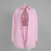 Conjunto de Camisa Pura Algodão Transfronteiriço Moda Casual Nova Primavera/Verão 2026 Conjunto de Camisa com Detalhe em Renda e Shorts