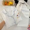Pijama Delgado de Manga Larga con Lunares de Perro Salchicha Cachorro Estilo Ins Minimalista Otoño/Primavera Conjunto de Ropa de Casa para Mujer Venta al por Mayor