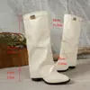 Botas de mujer de punta fina, talla grande, con caña ancha, nuevo modelo otoño 2026, tacón grueso, estilo británico, botas altas largas, en stock para venta al por mayor