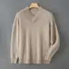 Suéter de Lana Pura de Primera Línea Otoño e Invierno para Hombre, Jersey con Cuello Chal, Tejido de Punto Casual de Negocios de Alta Gama