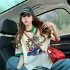 Camiseta de retalhos color-blocking em algodão puro para mulheres, estilo preguiçoso, moderna, estilosa, solta, para mulheres plus size, top que cobre a barriga